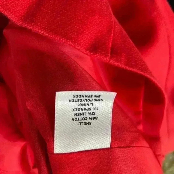 NWOT HALOGEN 3/4 Sleeve Red Ruffle Blazer Jacket Size Small P. - Picture 3 of 13